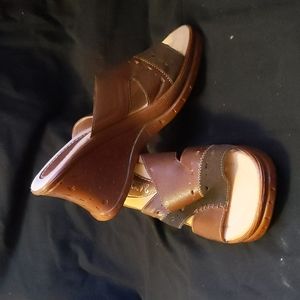 NWOT Brown Slide-on Sandal Wedges